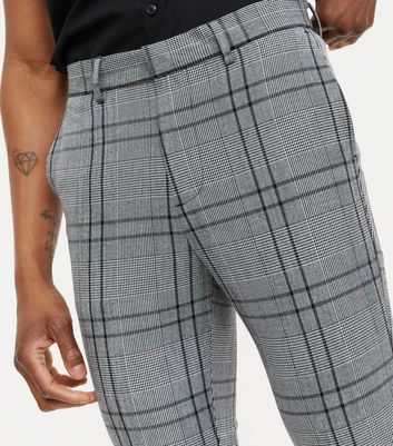Image of Grey Check Skinny Crop Trousers New Look