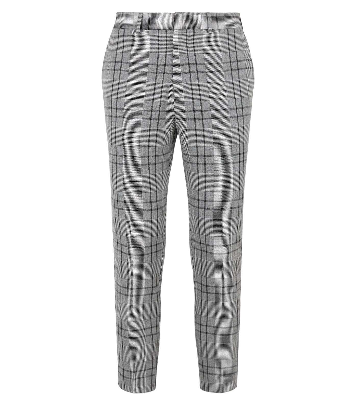 Grey Check Skinny Crop Trousers Image 5