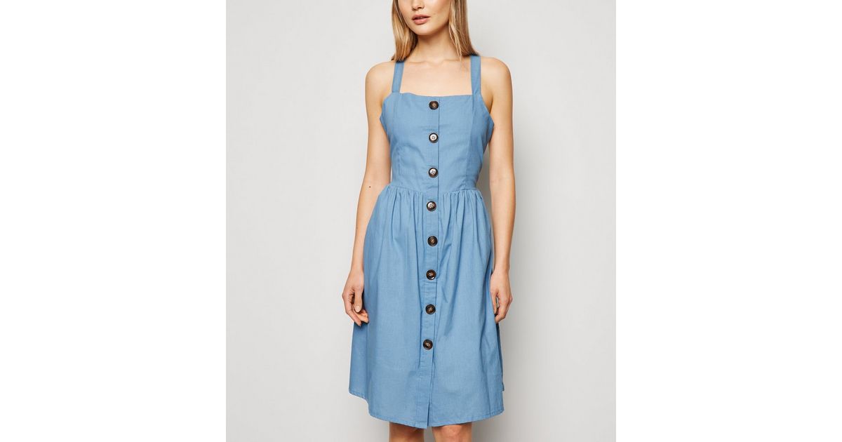 Blue Vanilla Pale Blue Cross Back Dress New Look