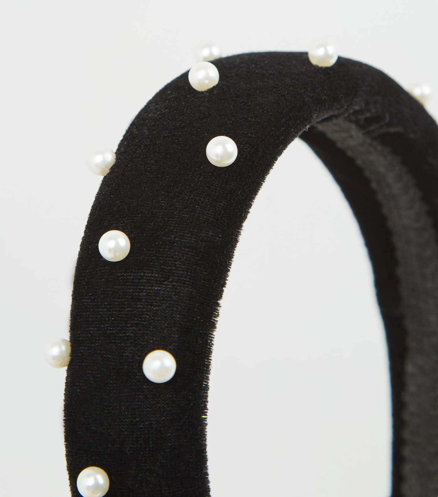 Black Suedette Faux Pearl Embellished Headband Image 3