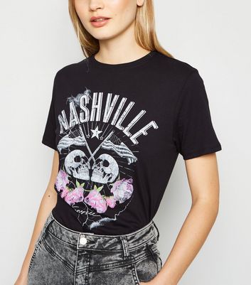 353px x 401px - Tall Black Nashville Slogan Rock T-Shirt New Look Visit New Look UK