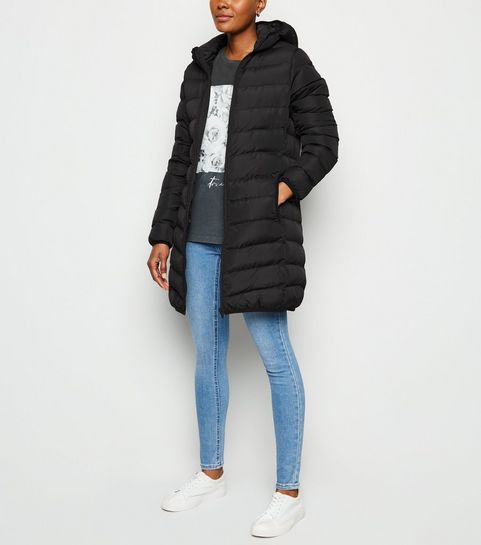 Black Longline Puffer Jacket