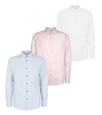 Image of 3 Pack Pink Long Sleeve Poplin Shirts New Look