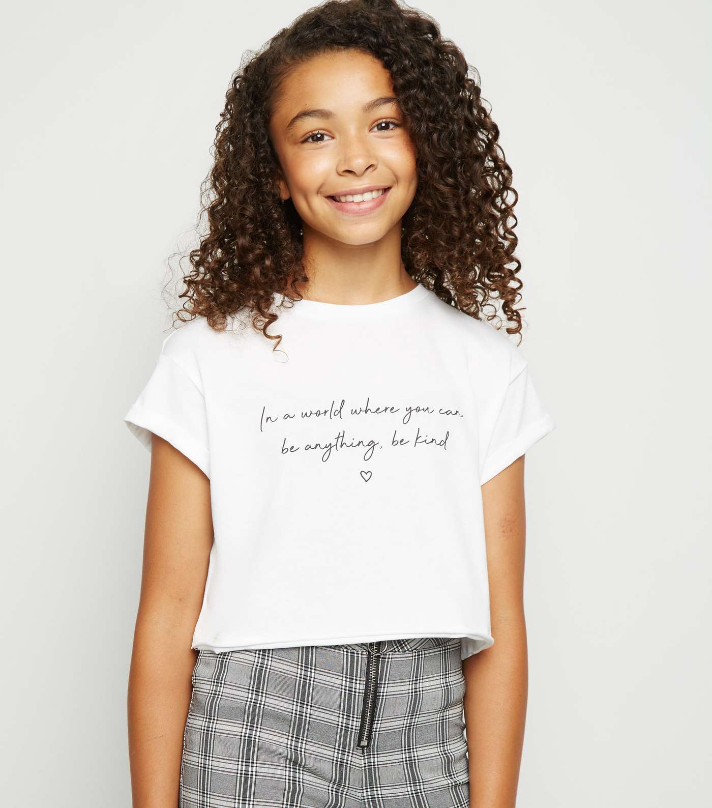 Girls White Be Kind Slogan T-Shirt