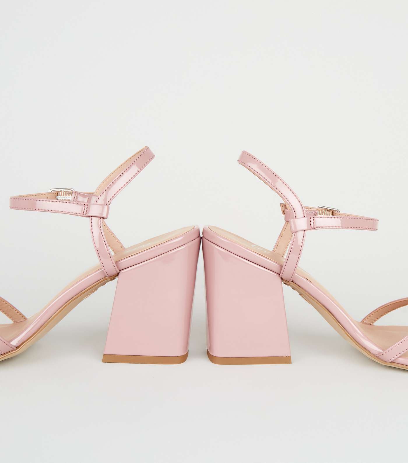 Pink Patent Flared Block Heels Image 4