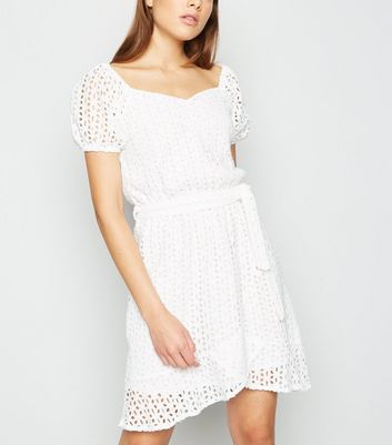womens white broderie dress
