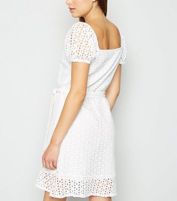 womens white broderie dress