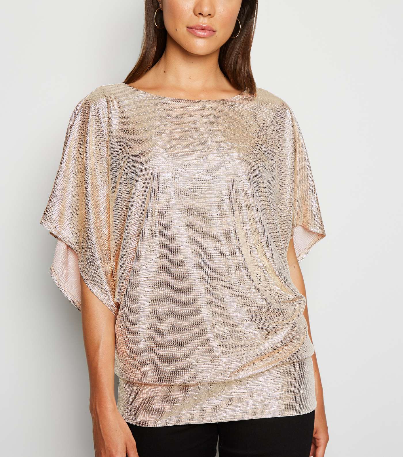 Gold Shimmer Batwing Sleeve Top