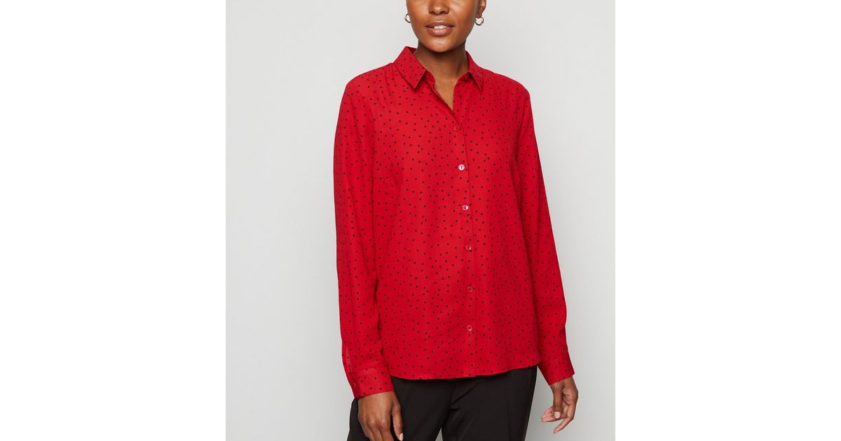 Red Spot Long Sleeve Shirt | New Look