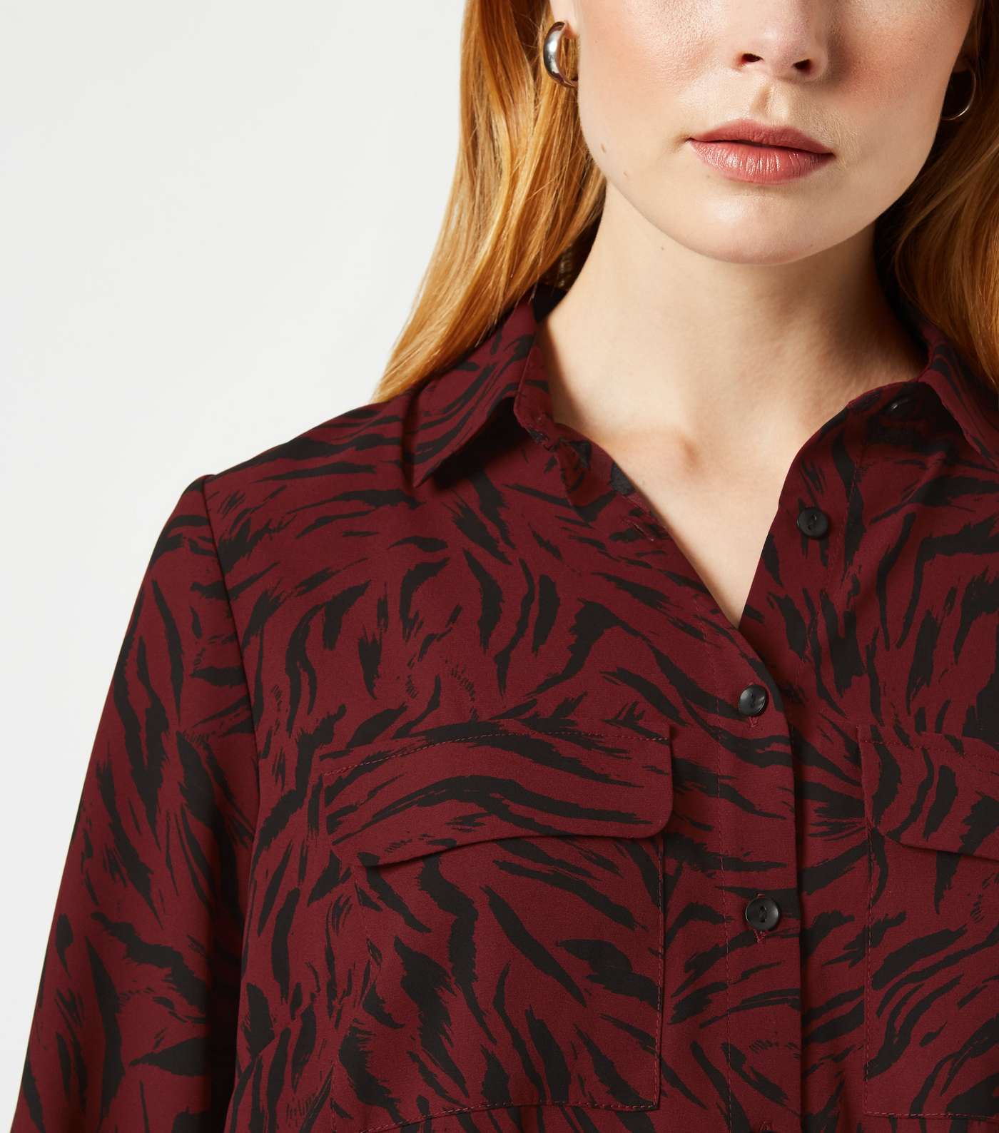Red Tiger Print Long Sleeve Shirt Image 5