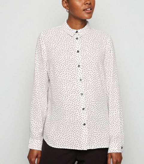 White Ditsy Floral Long Sleeve Shirt
