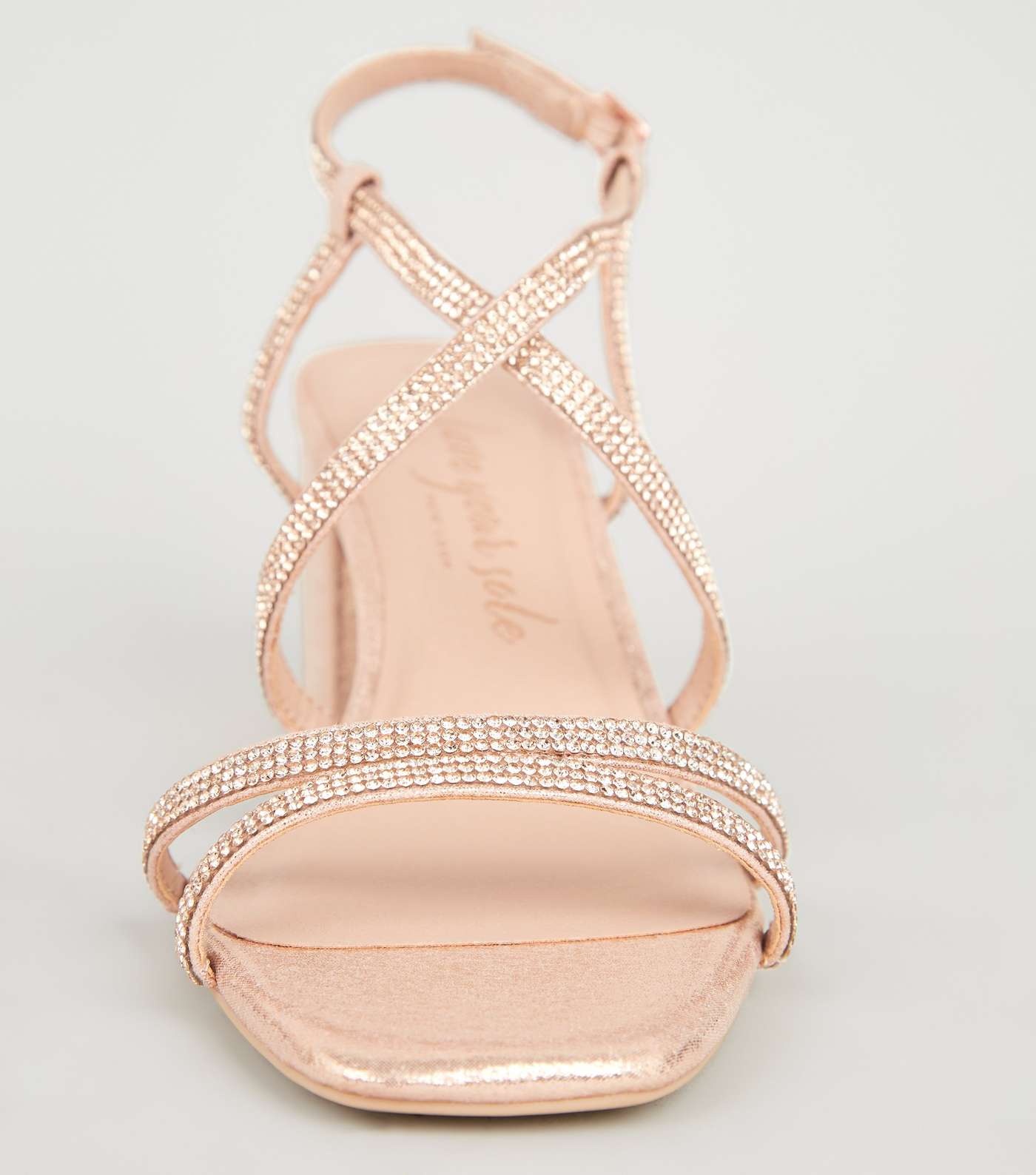 Wide Fit Rose Gold Diamanté Strap Sandals Image 3