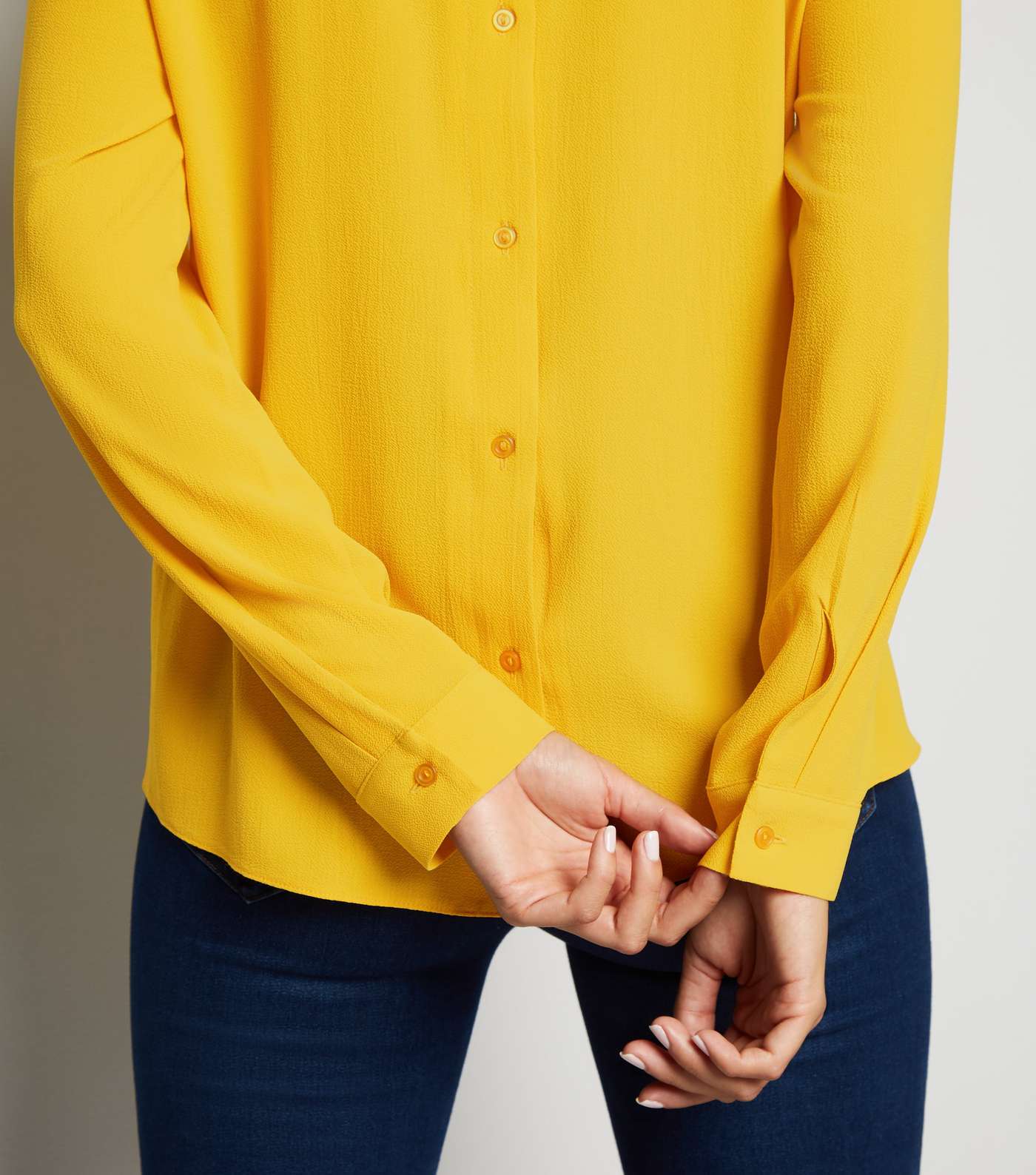 Yellow Button Back Long Sleeve Blouse Image 5