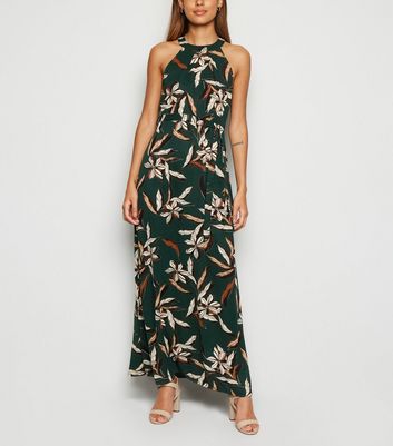 robe longue feuille verte