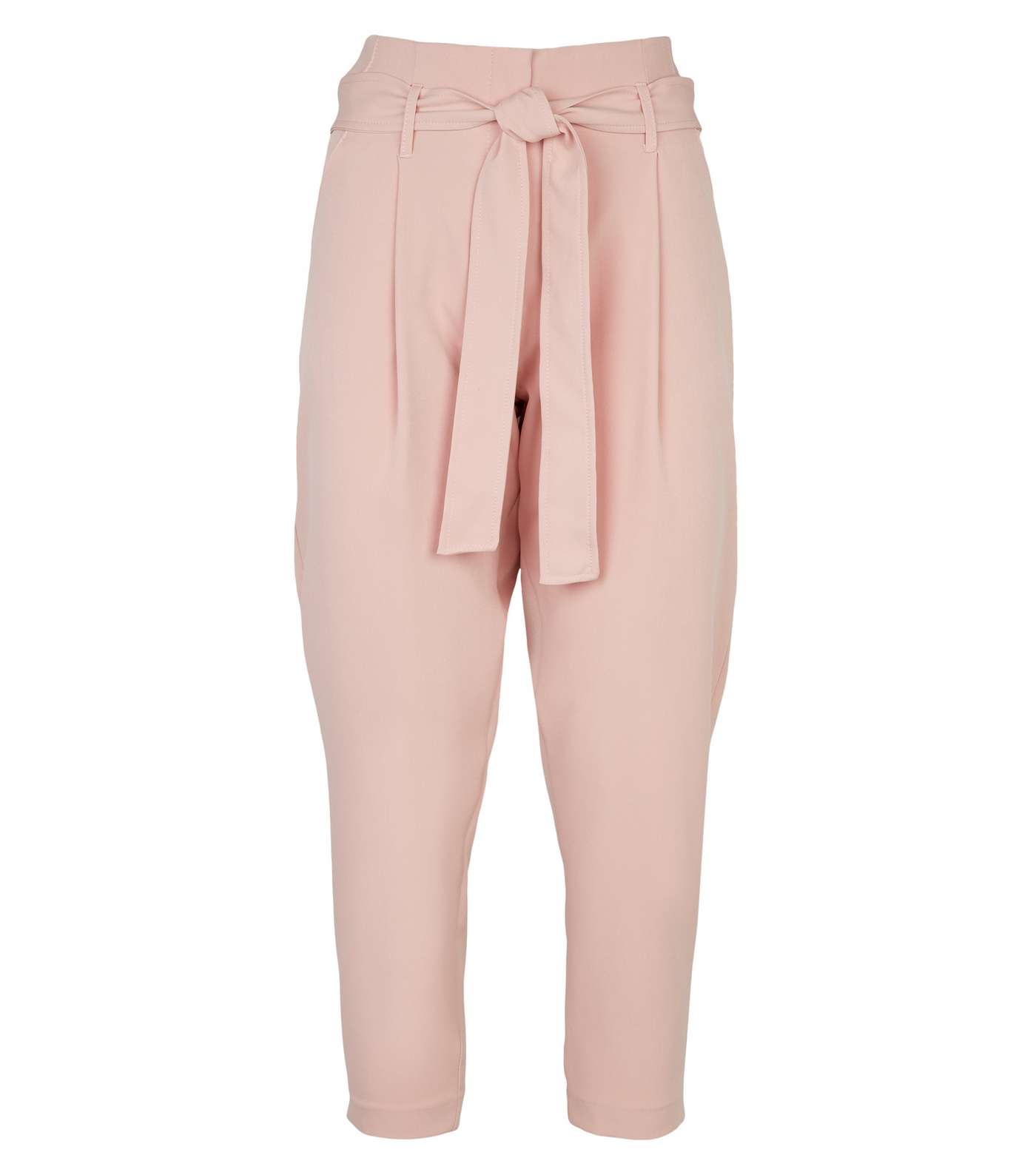 Petite Mid Pink Tie Waist Trousers Image 4