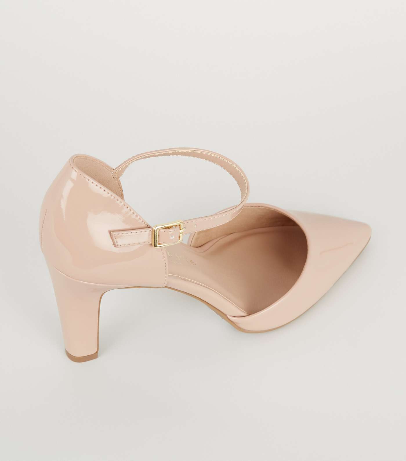 Cream Patent 2 Part Pointed Court Shoes Image 4