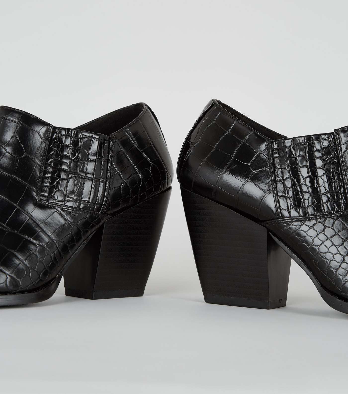 Black Faux Croc Western Shoe Boots Image 3