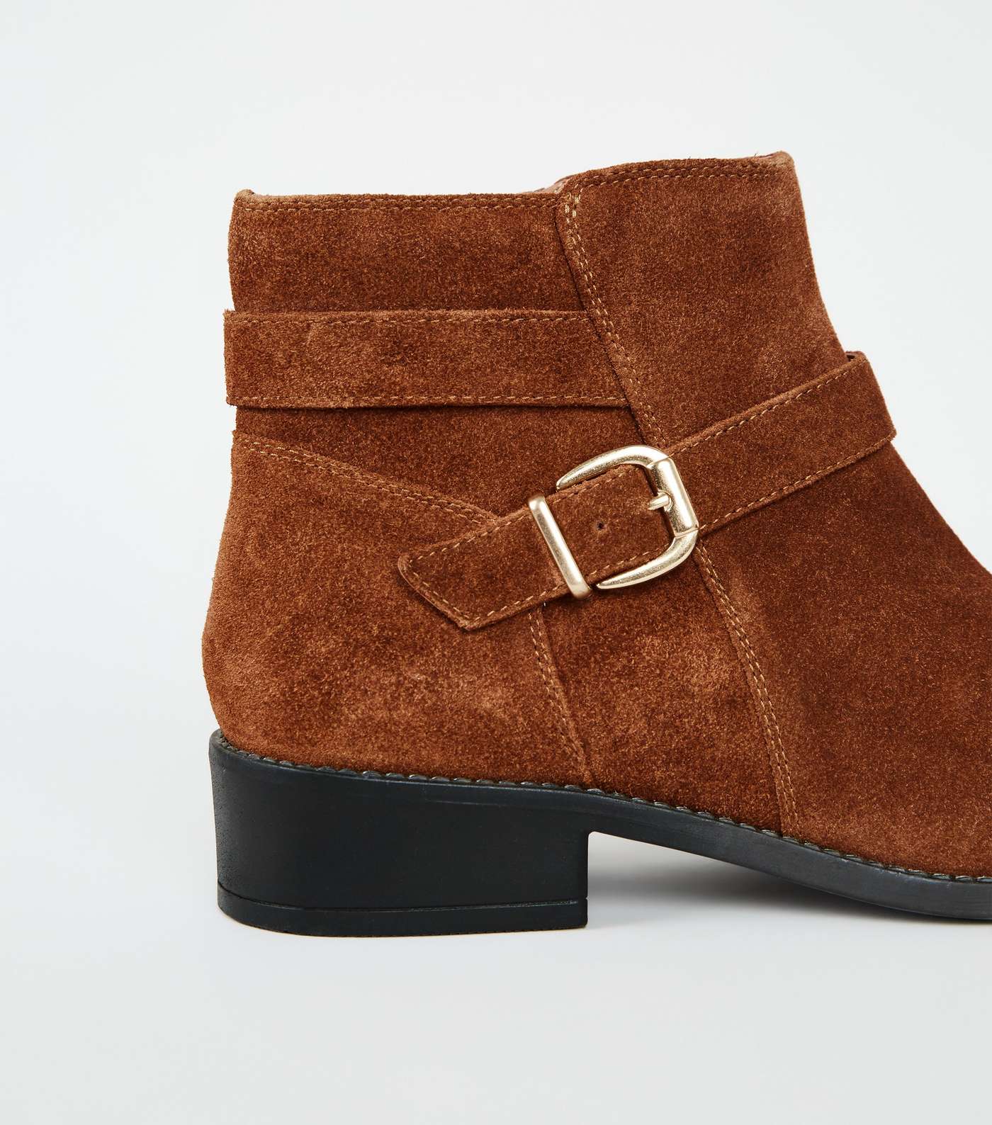 Wide Fit Tan Suede Buckle Strap Boots Image 4