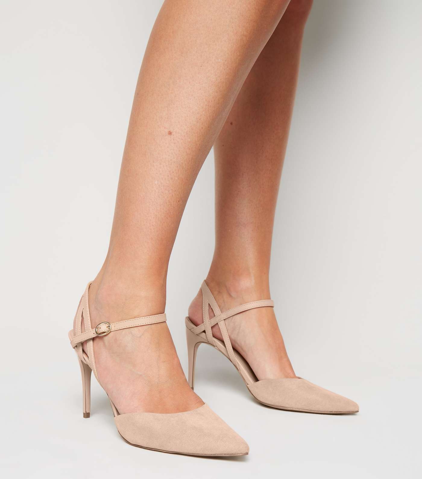 Pale Pink 2 Part Pointed Stiletto Heels Image 2
