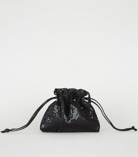 Black Chainmail Pouch Cross Body Bag