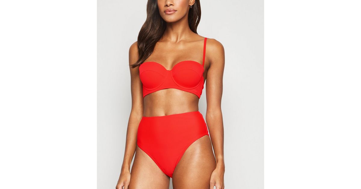 Red High Waist Bikini