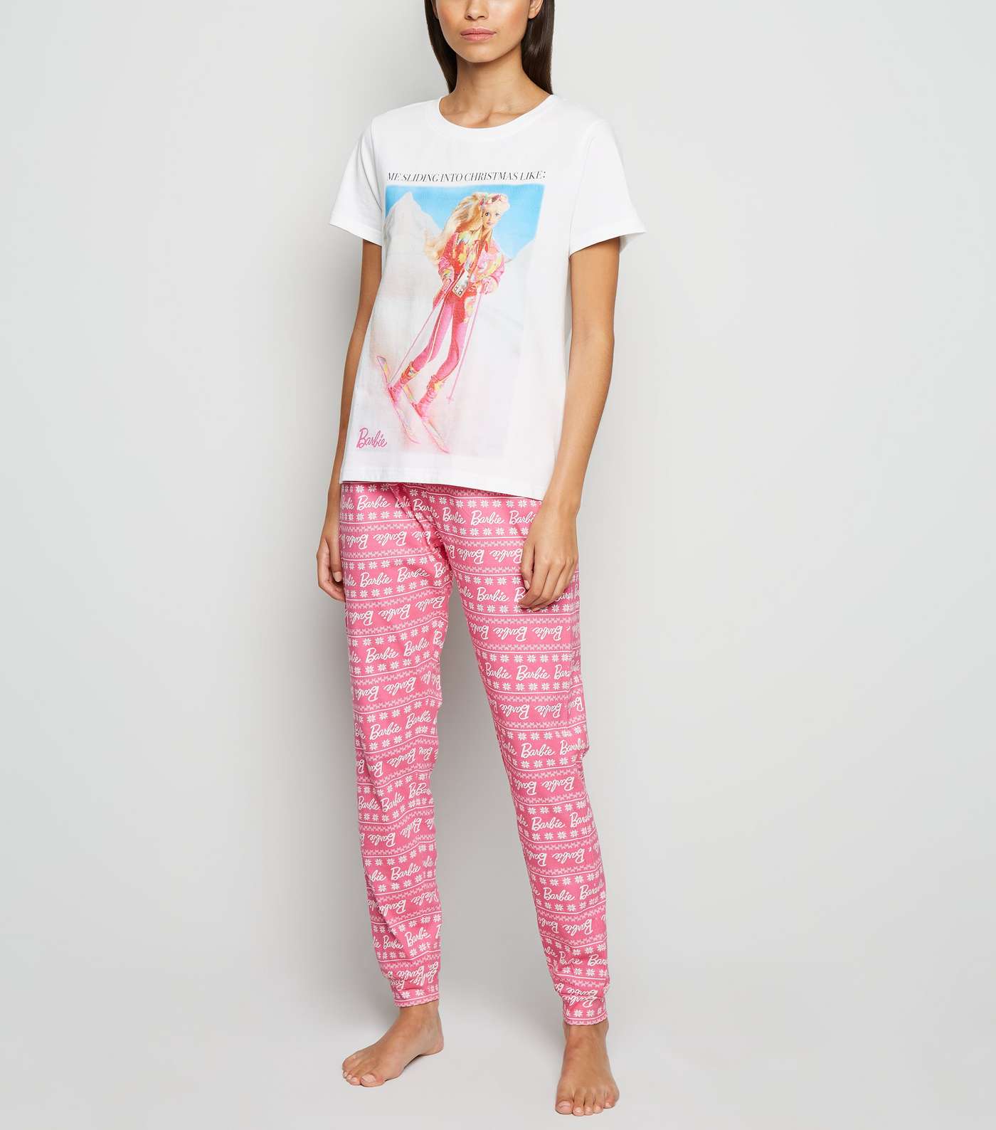 White Christmas Barbie Slogan Pyjama Set