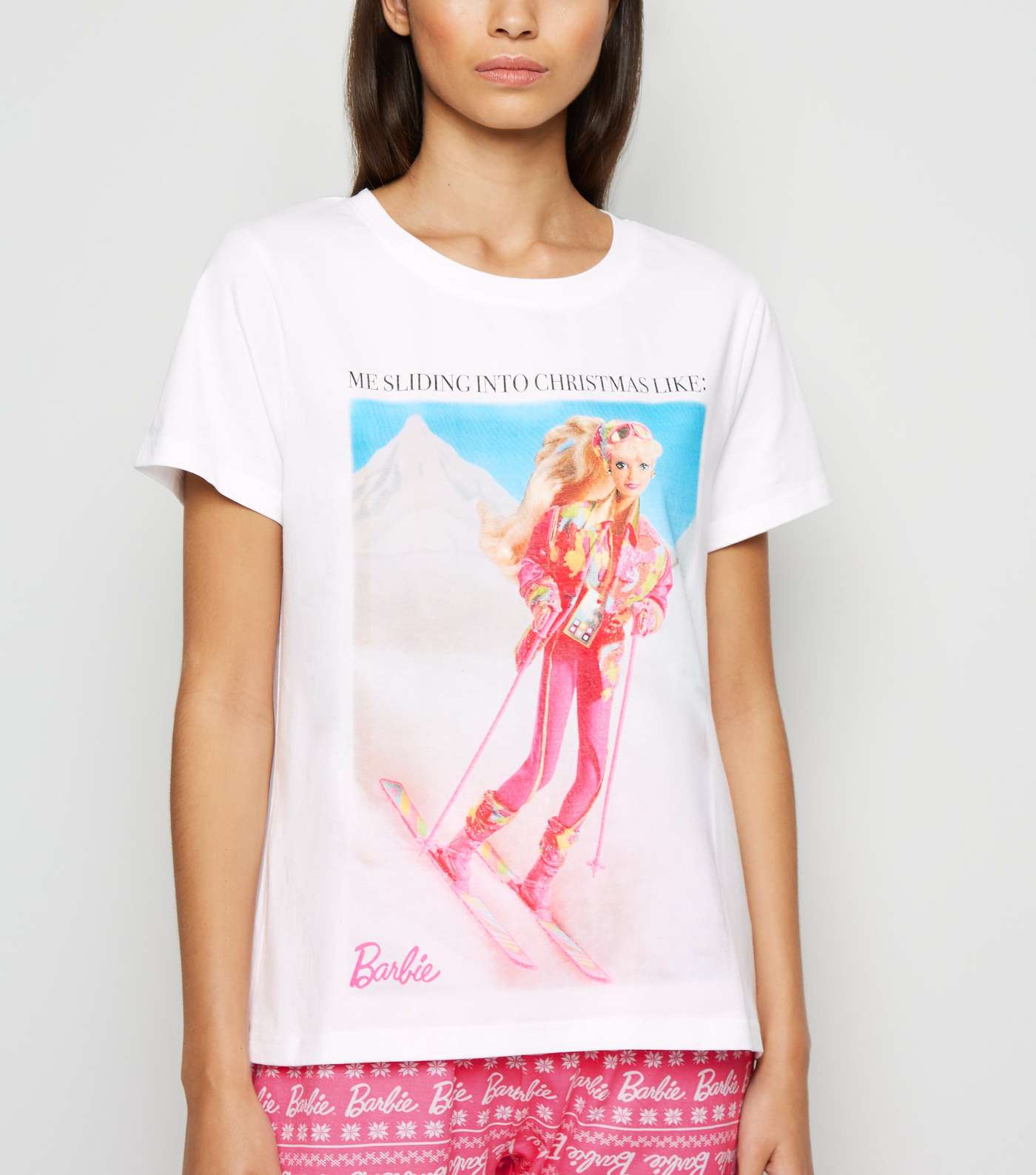 White Christmas Barbie Slogan Pyjama Set Image 3