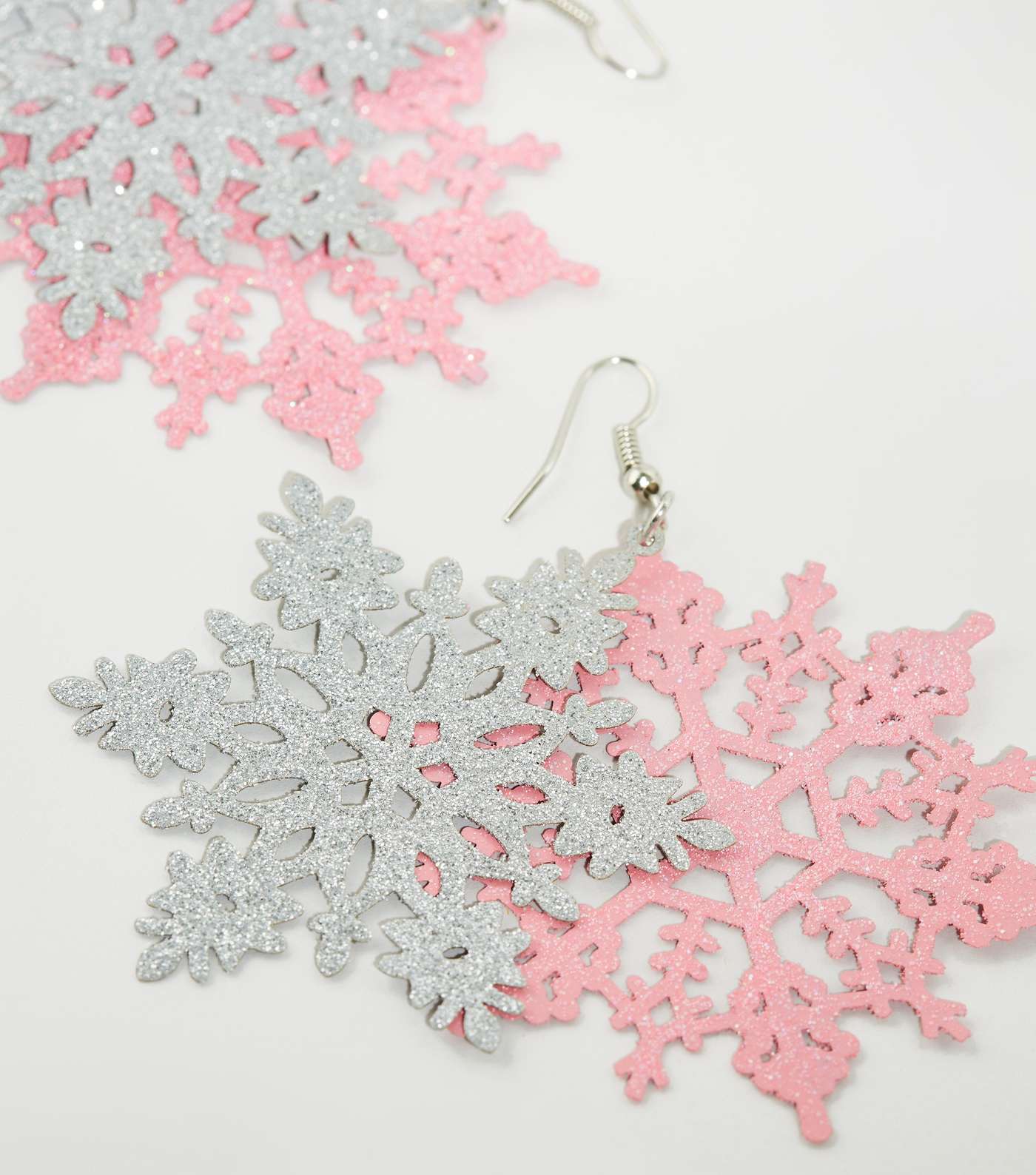 Multicoloured Christmas Glitter Snowflake Earrings  Image 3