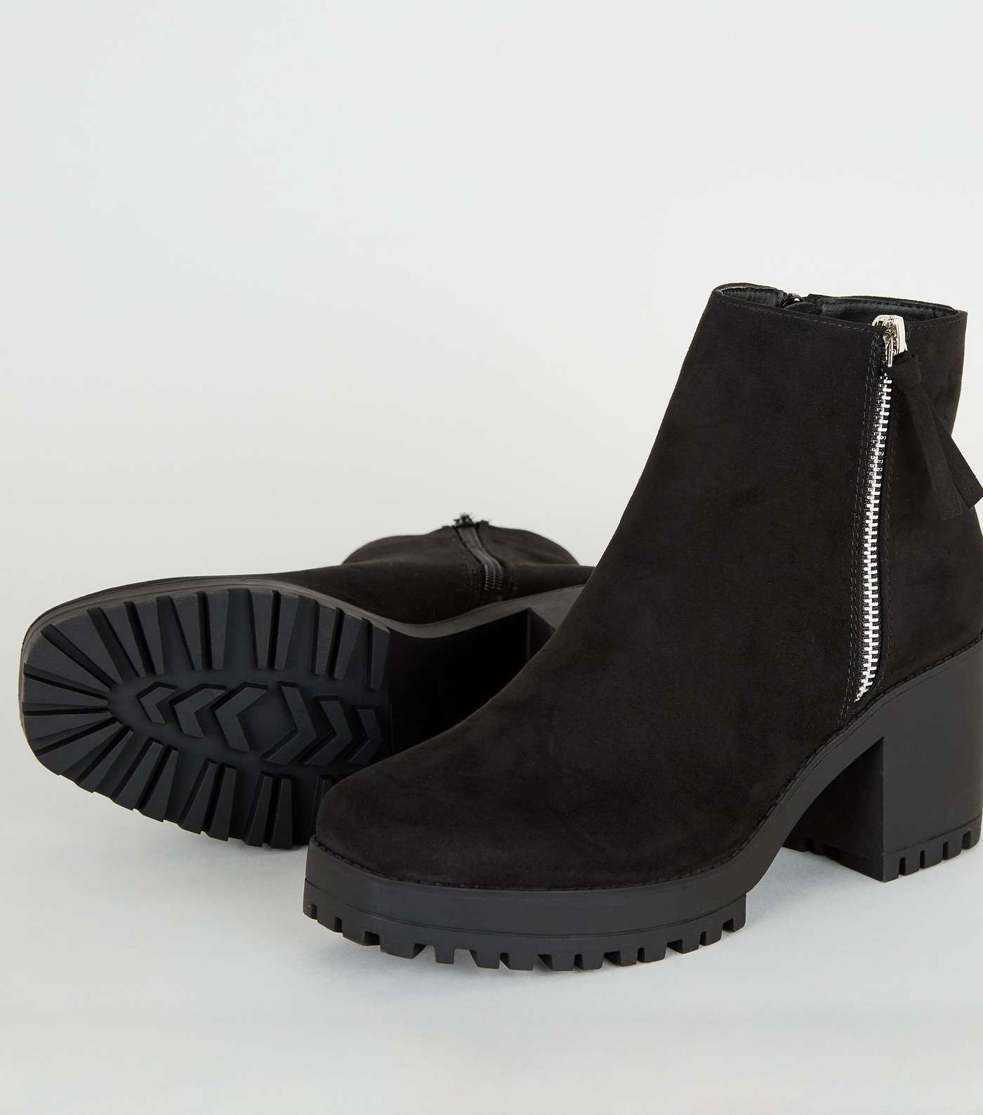 Black Square Toe Chunky Ankle Boots Image 4