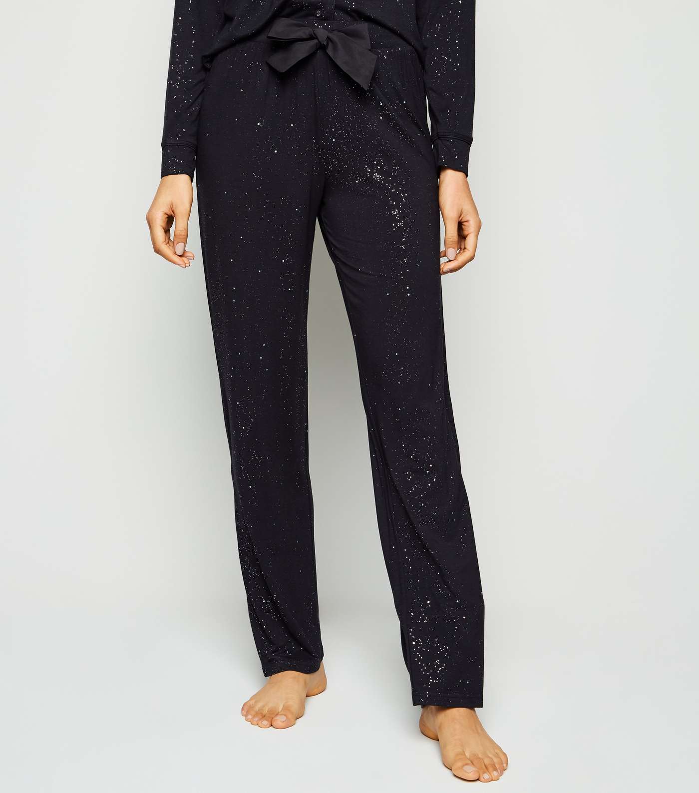 Black Glitter Pyjama Trousers Image 2