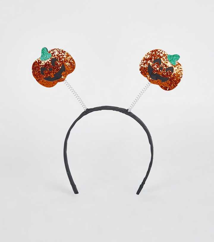 Orange Glitter Pumpkin Bopper Halloween Headband