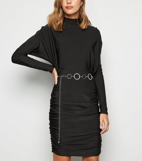 Silver Diamanté Circle Chain Belt