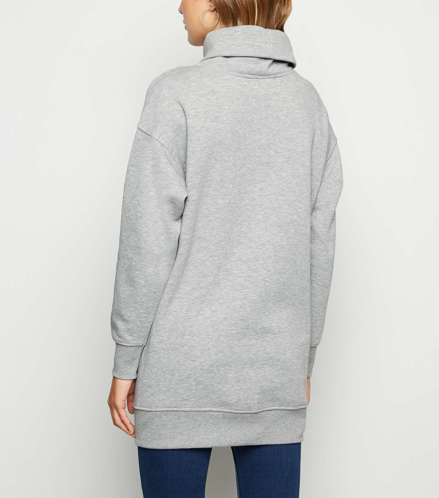 Grey Cowl Neck Longline Sweatshirt Image 3