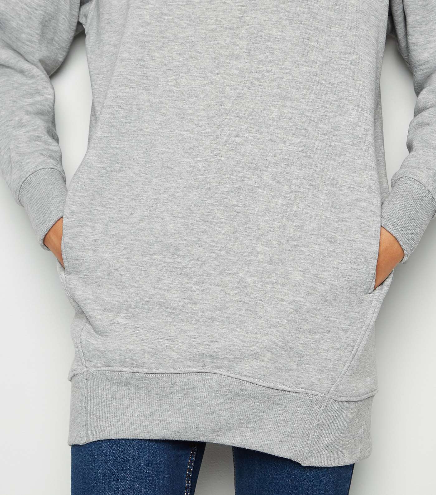 Grey Cowl Neck Longline Sweatshirt Image 5
