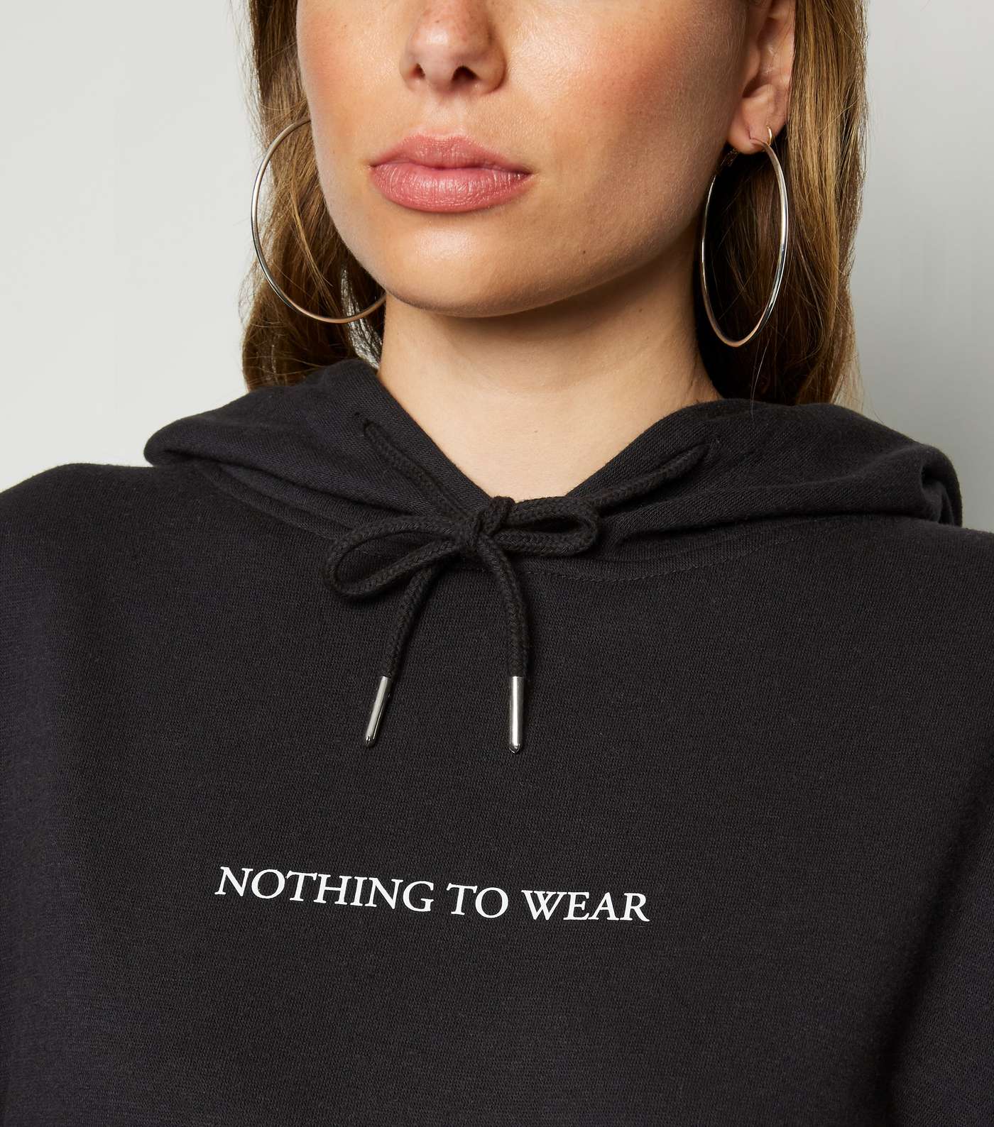 Black Nothing To Wear Slogan Hoodie  Image 3