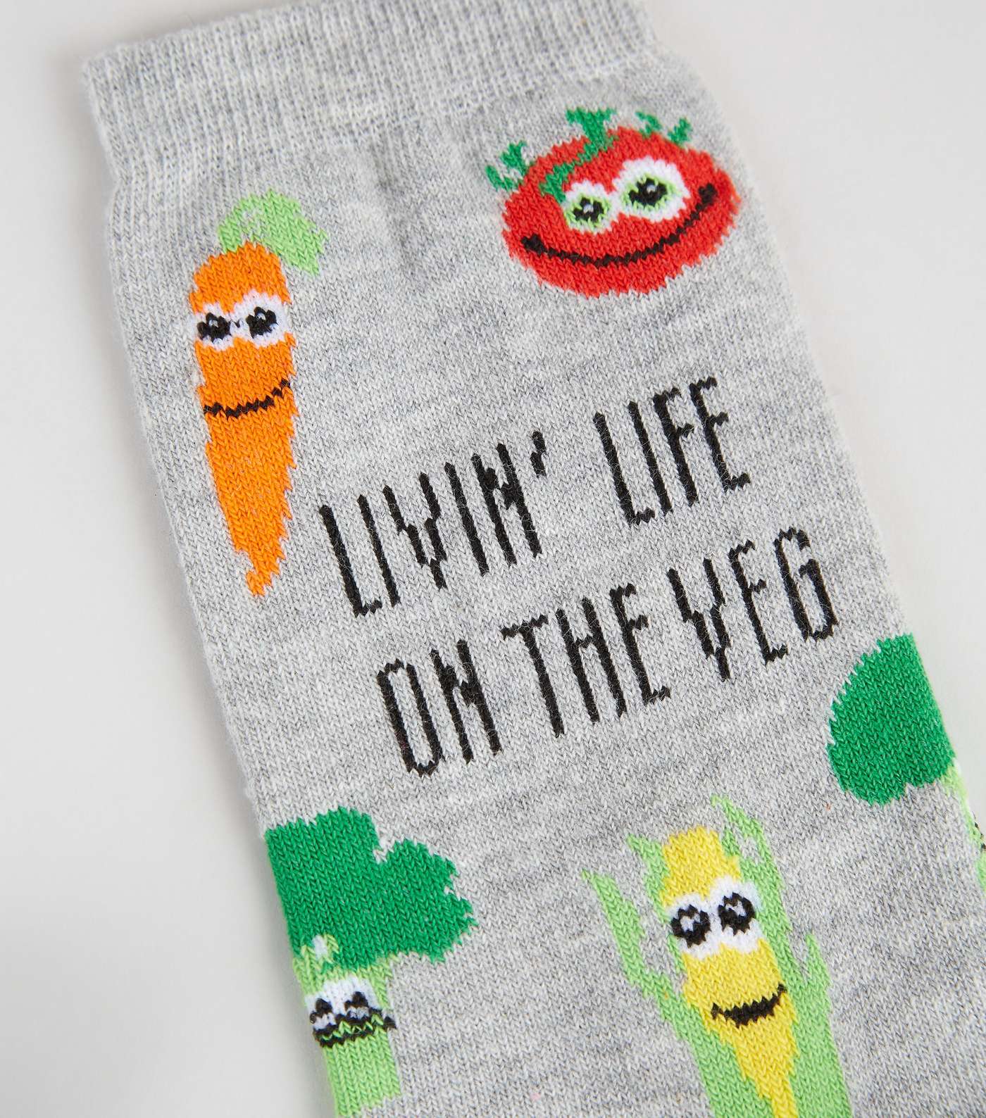 Grey Living Life On The Veg Slogan Socks Image 3
