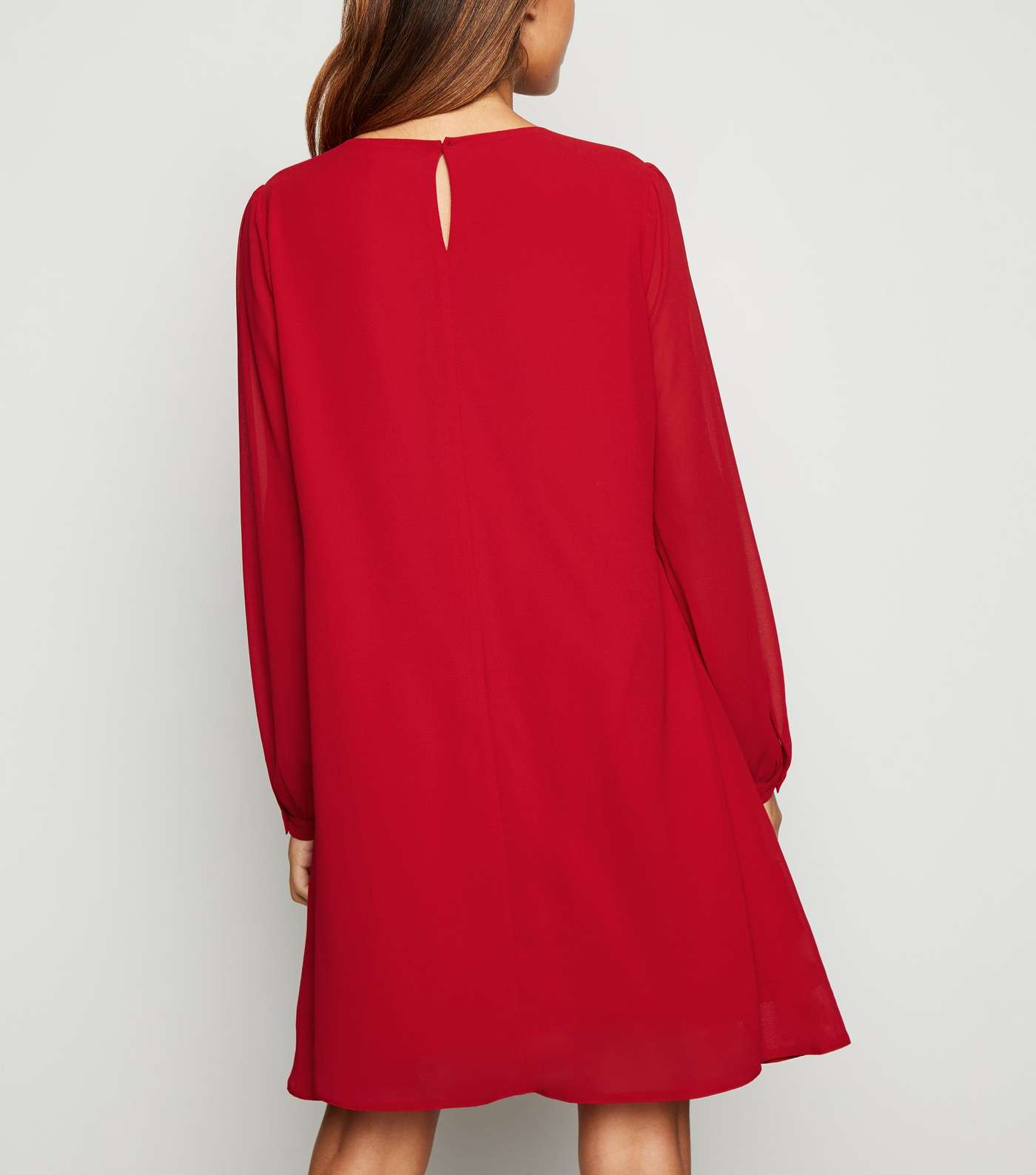 Red Chiffon Tunic Dress Image 3