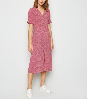 puff sleeve button up dress