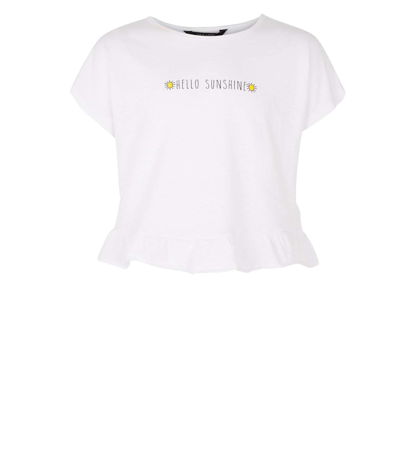 Girls White Hello Sunshine Slogan T-Shirt Image 4