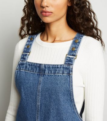 Blue Denim Dungaree Pinafore Dress New Look