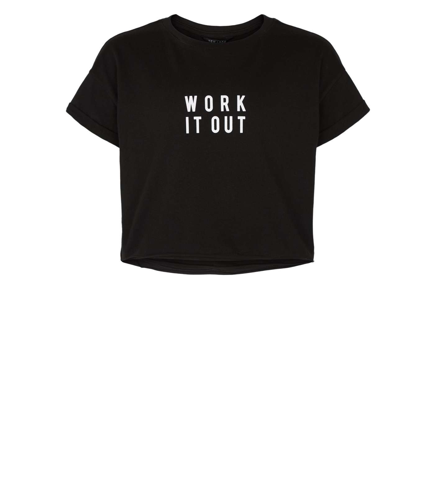 Girls Black Work It Out Slogan T-Shirt Image 4