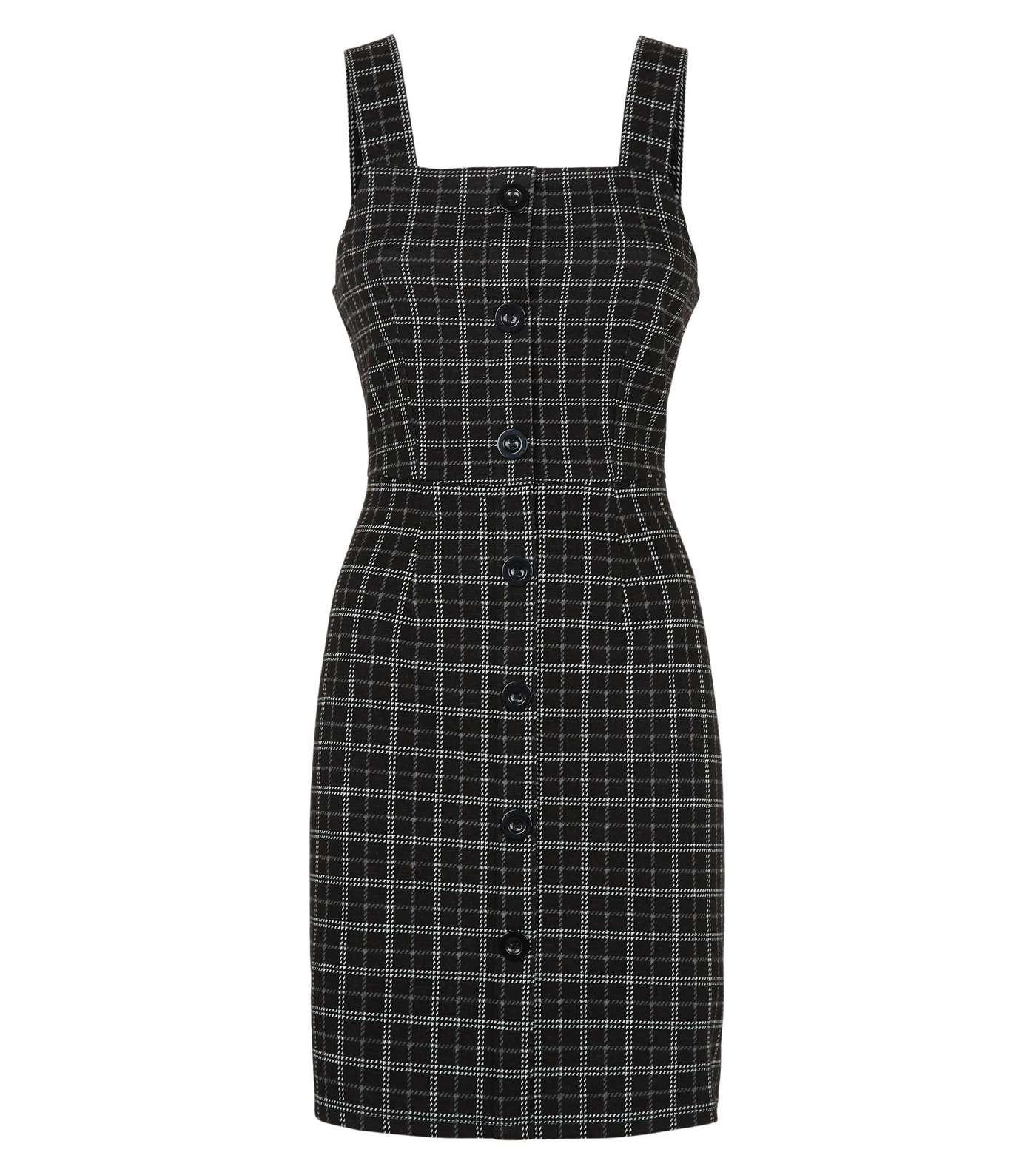 Black Check Button Front Pinafore Dress Image 4