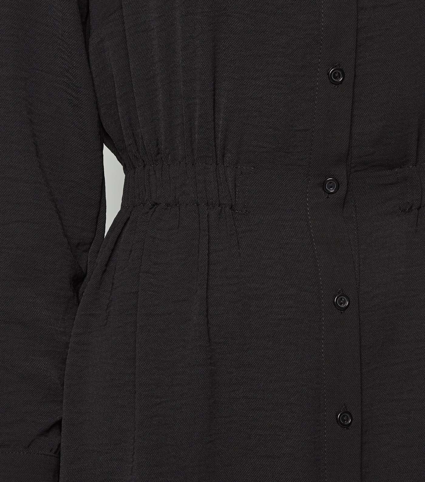 Black Elasticated Waist Mini Shirt Dress Image 5