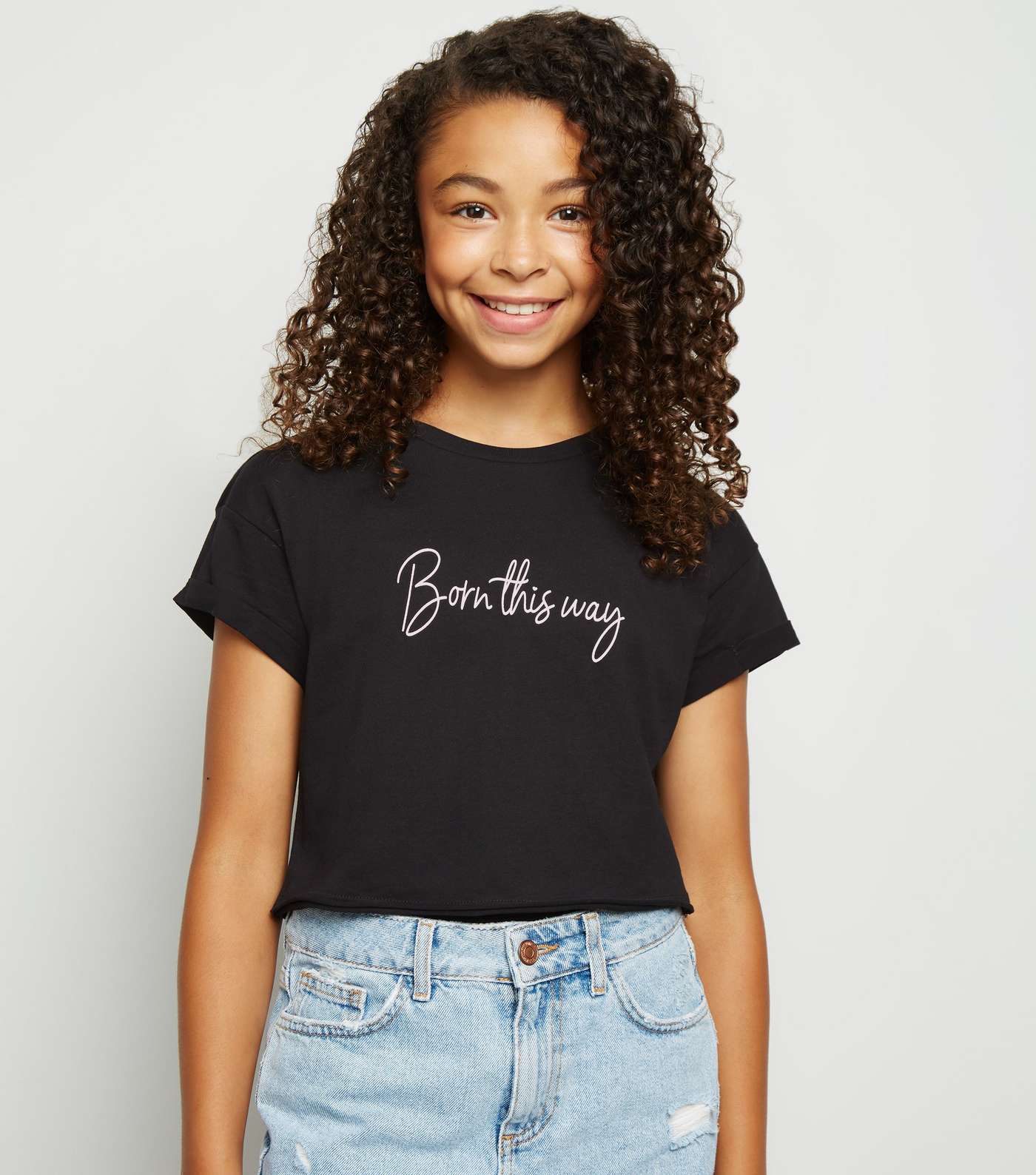 Girls Black Slogan Born This Way T-Shirt