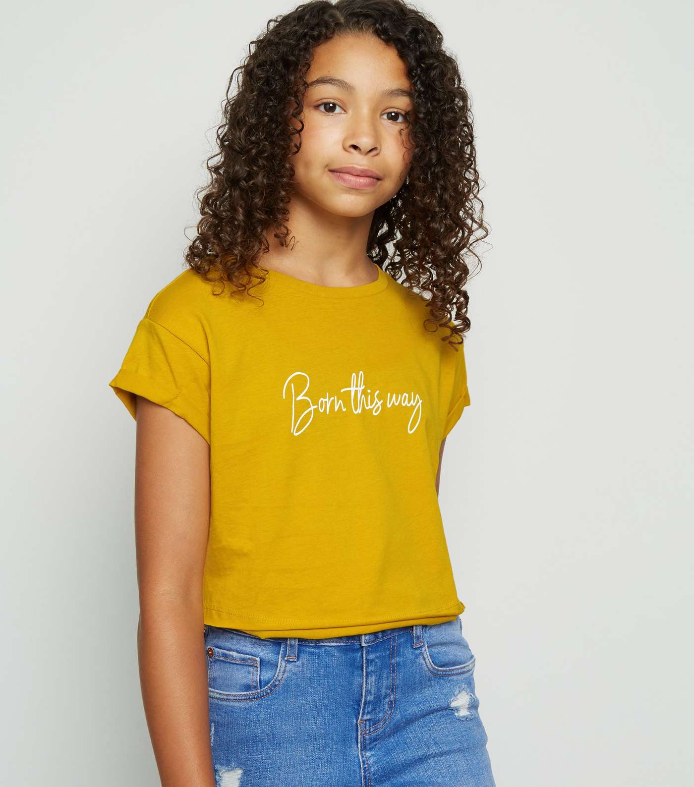 Girls Mustard Born This Way Slogan T-Shirt