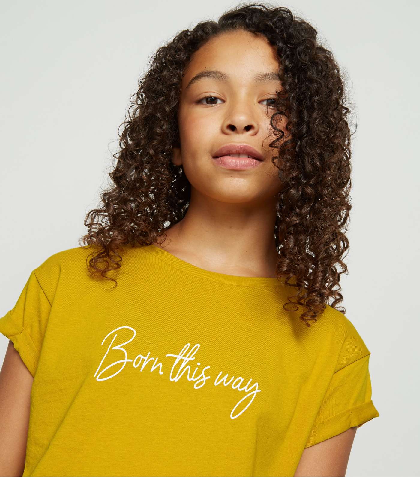 Girls Mustard Born This Way Slogan T-Shirt Image 3