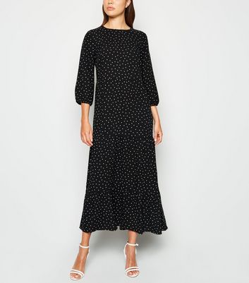 black polka dot dress new look