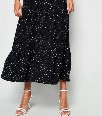 new look tiered midaxi smock dress in polka dot