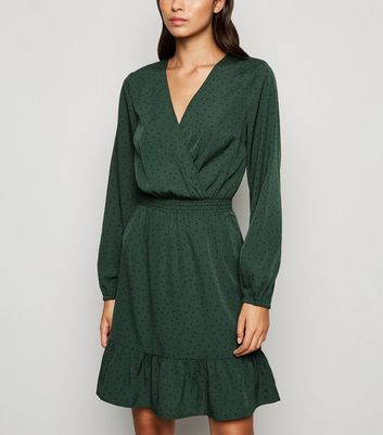 new look green spot dress