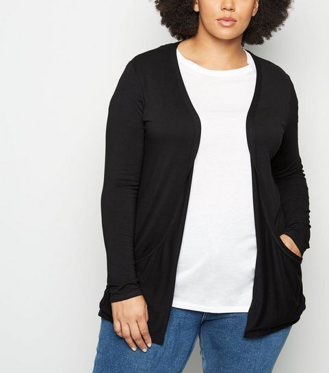 Curves Black Jersey Cardigan